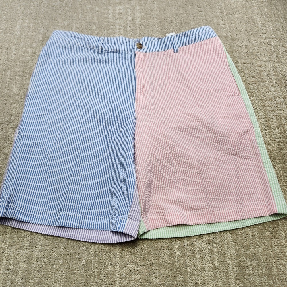 Vineyard Vines Club Shorts Men 36 9" Striped Colorblock Seersucker Golf Preppy